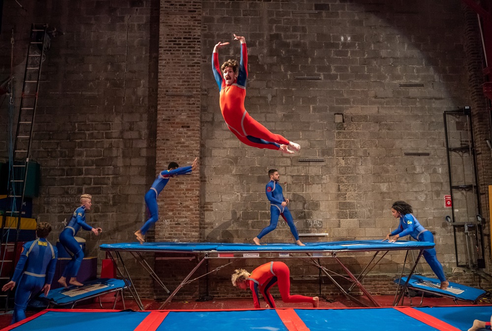 STREB EXTREME ACTION at their movement lab dress rehearsal on November 14, 2019 in Williamsburg. Credit: Stephanie Berger.